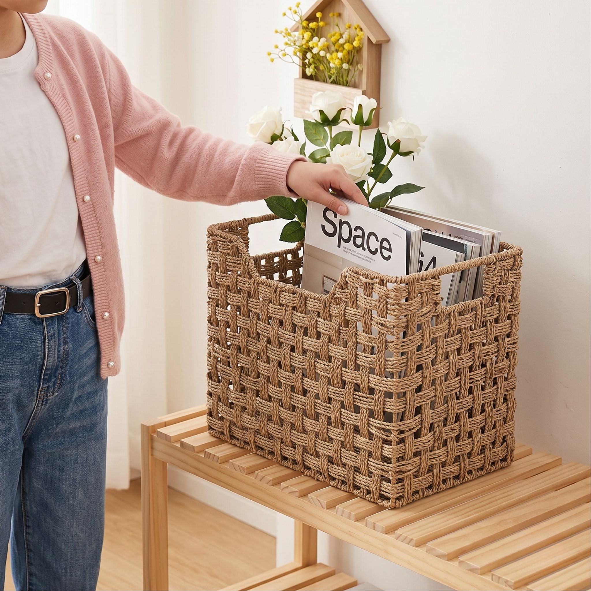 Rectangular Seagrass Storage Basket Pair – BKS-S97 (Cói) - Detail View 2 - Vietrustic