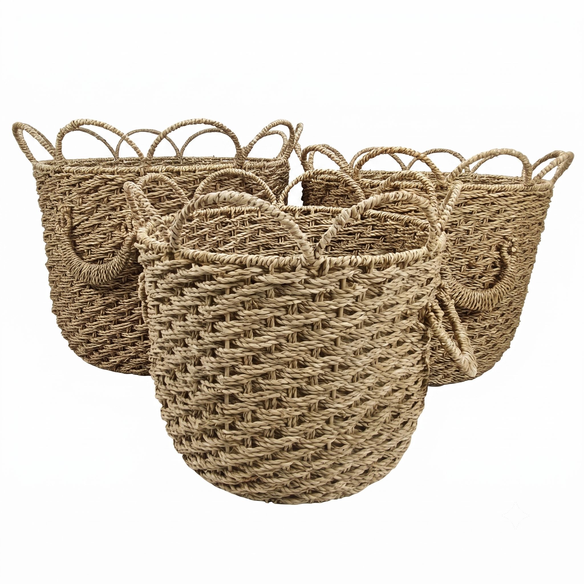 Round Open-Weave Seagrass Storage Basket – BKS-S77 (Cói) - SKU: BKS-S77 - Vietrustic