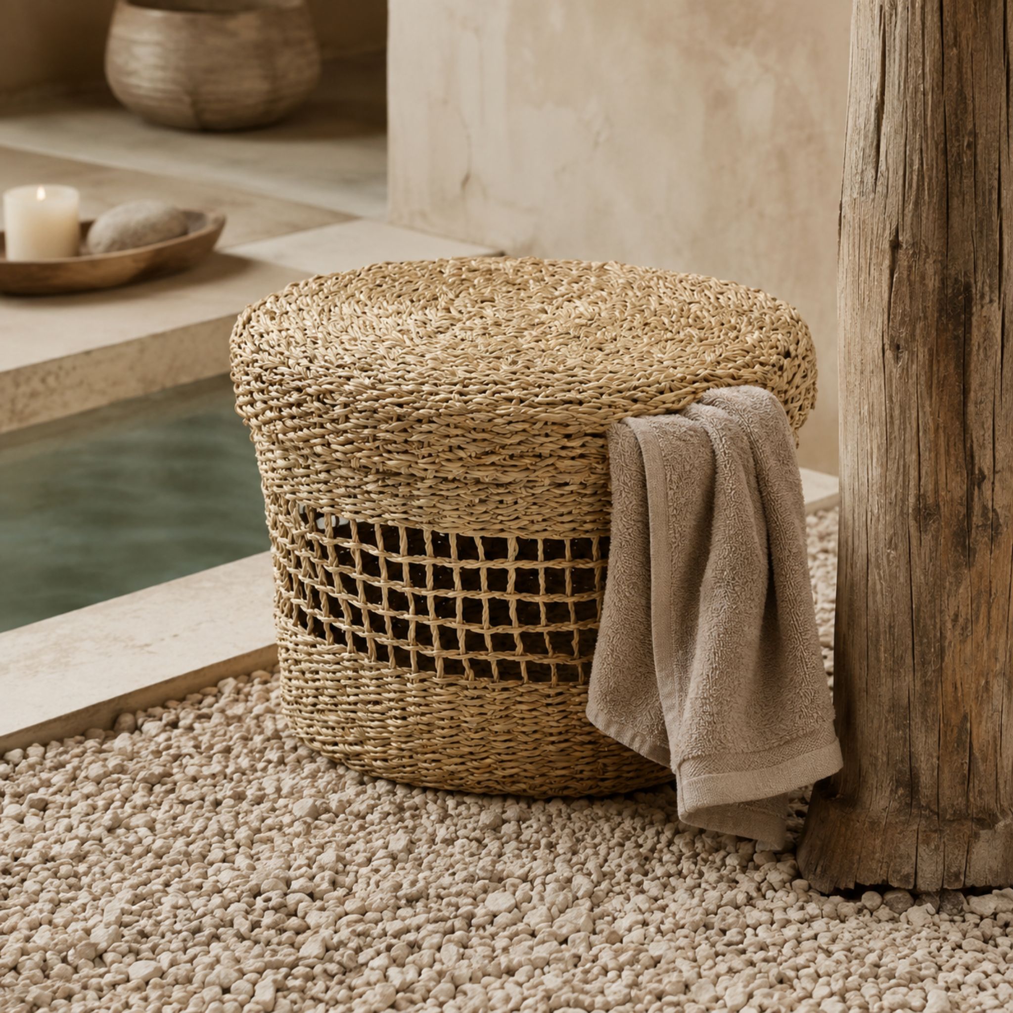 Round Open-Weave Seagrass Storage Basket Set – BKS-C72 (Cói) - Detail View 2 - Vietrustic