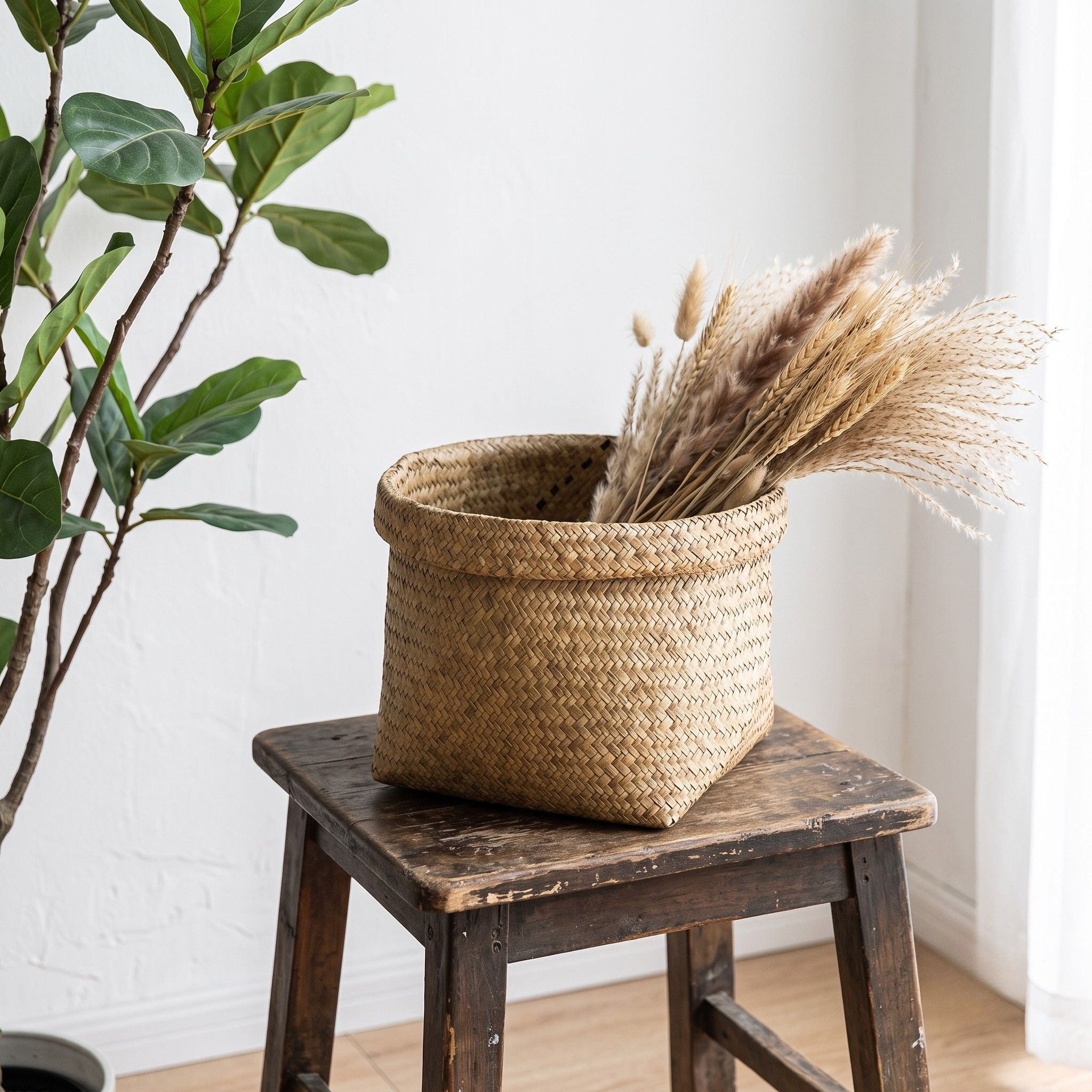 Round Seagrass Storage Basket – BKS-C23 (Cói) - Detail View 4 - Vietrustic