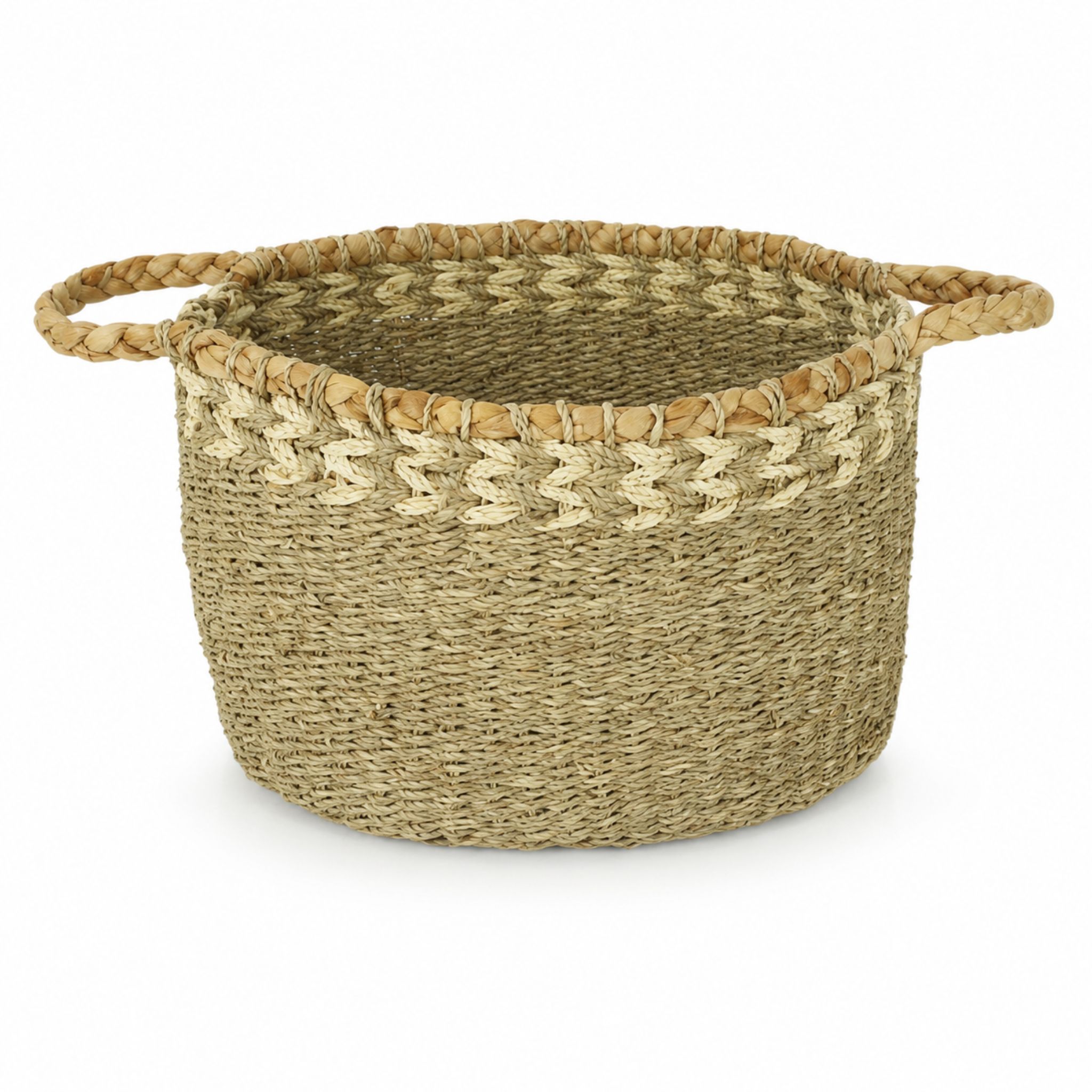 Round Seagrass Storage Basket Pair – BKS-C49 (Cói) - Detail View 5 - Vietrustic