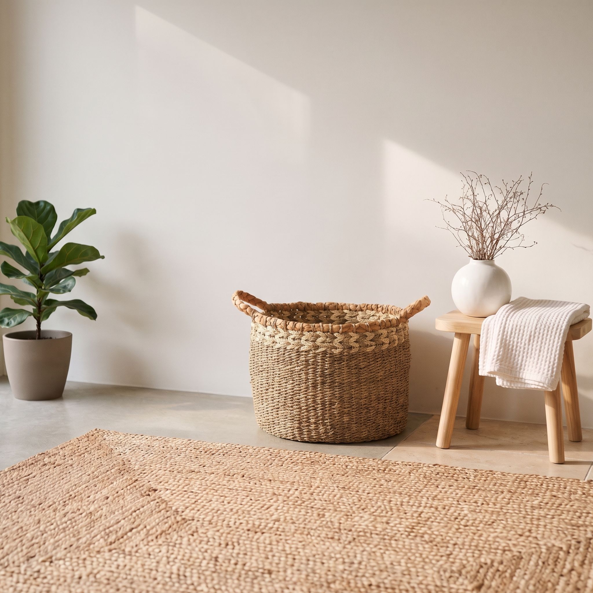 Round Seagrass Storage Basket Pair – BKS-C49 (Cói) - Detail View 4 - Vietrustic