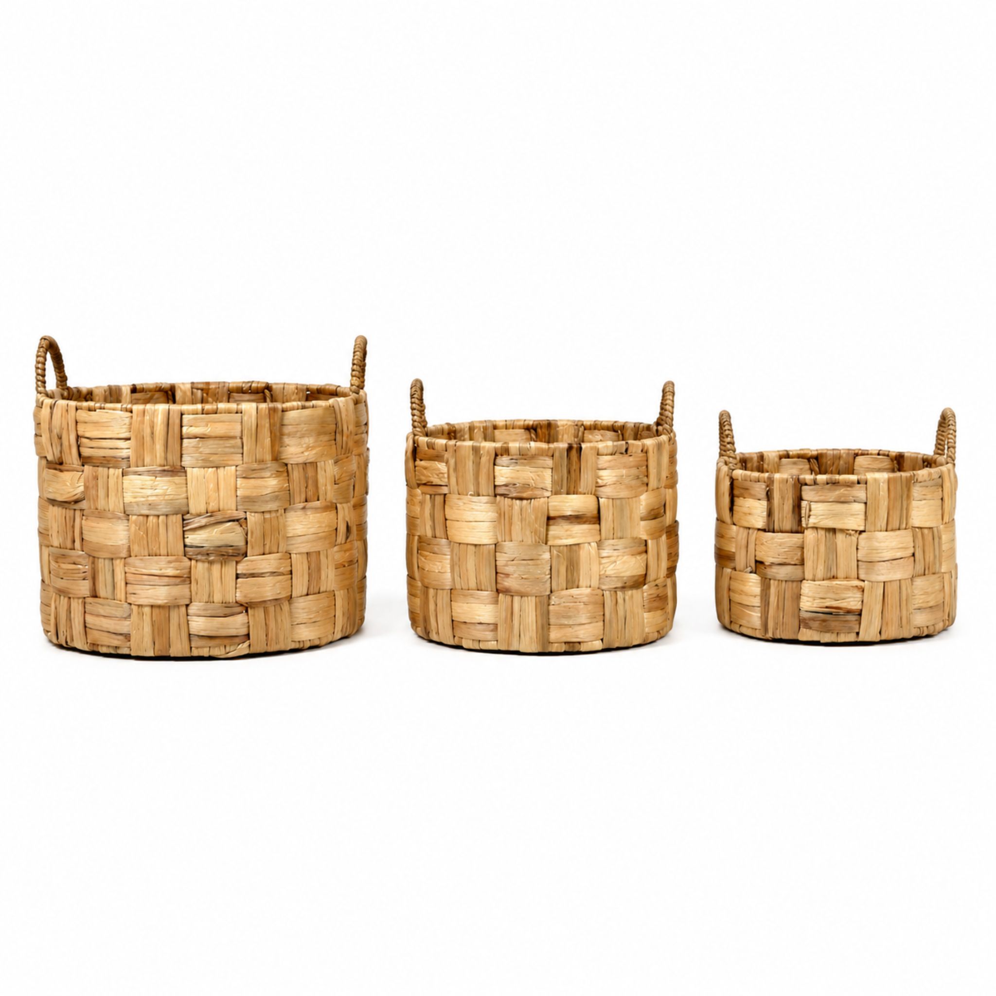 Checker Weave Water Hyacinth Laundry Basket Set – BKH-K215 (Lục bình / Bèo) - Detail View 4 - Vietrustic