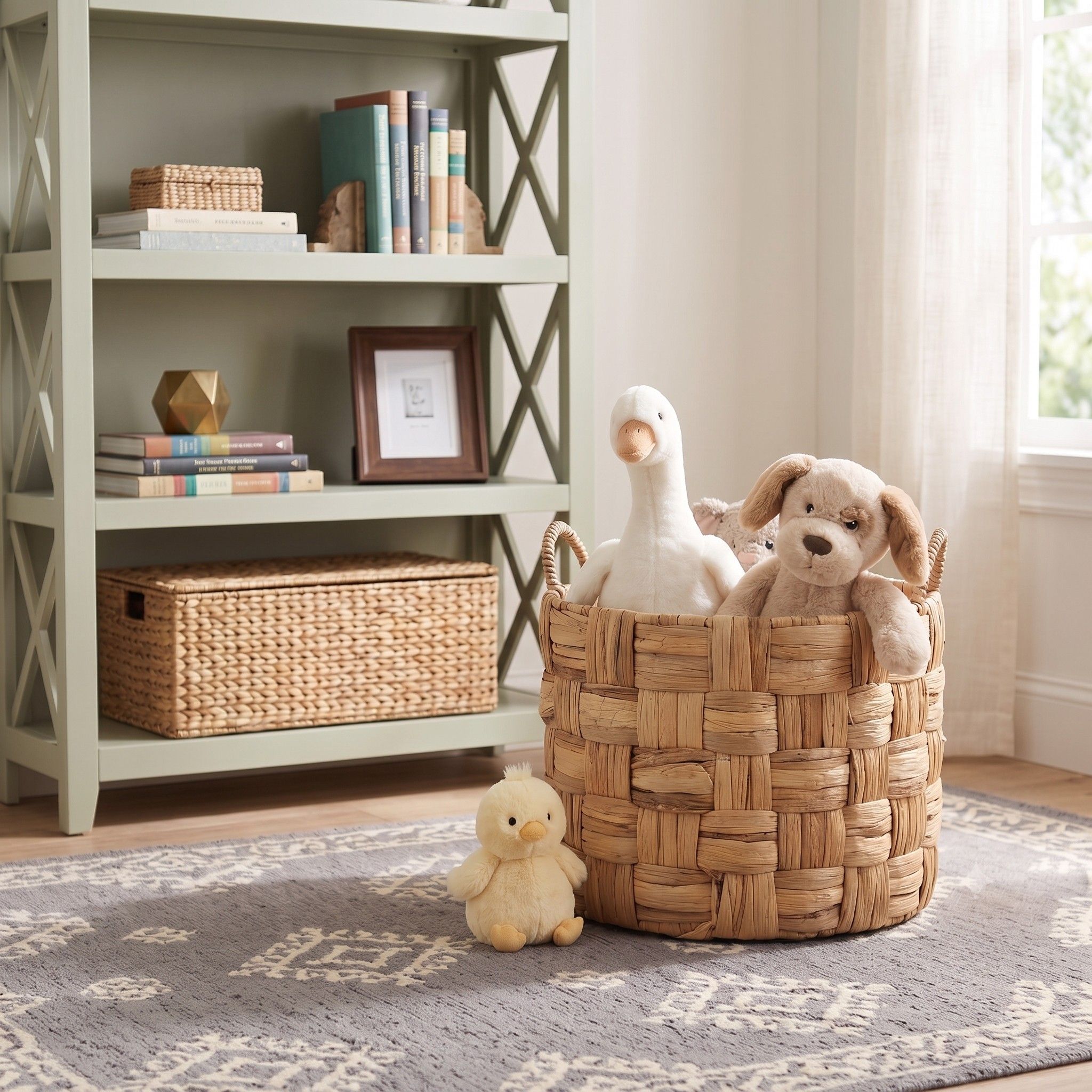 Checker Weave Water Hyacinth Laundry Basket Set – BKH-K215 (Lục bình / Bèo) - Detail View 3 - Vietrustic