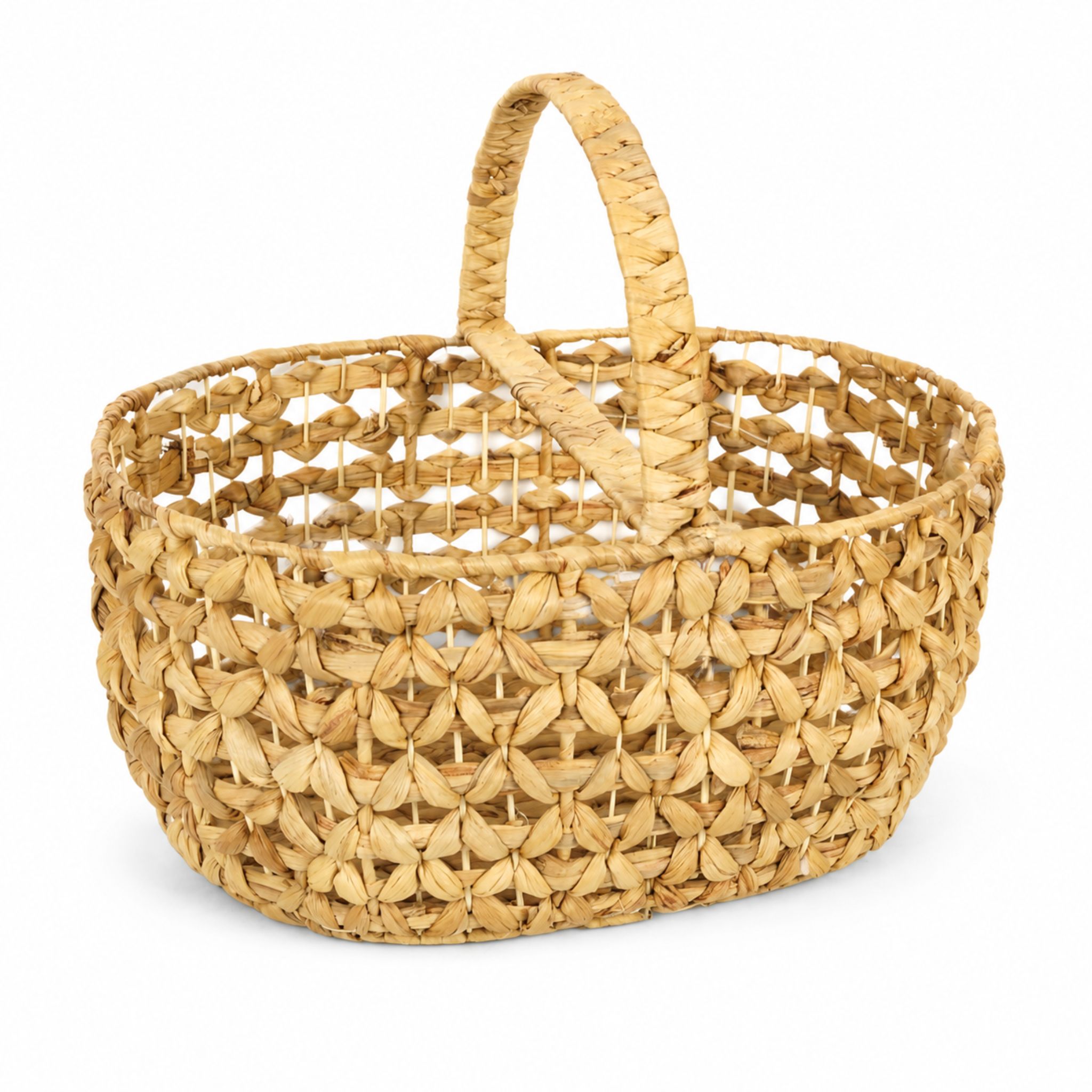 Oval Open-Weave Water Hyacinth Storage Basket – BKH-K260 (Lục bình / Bèo) - SKU: BKH-K260 - Vietrustic