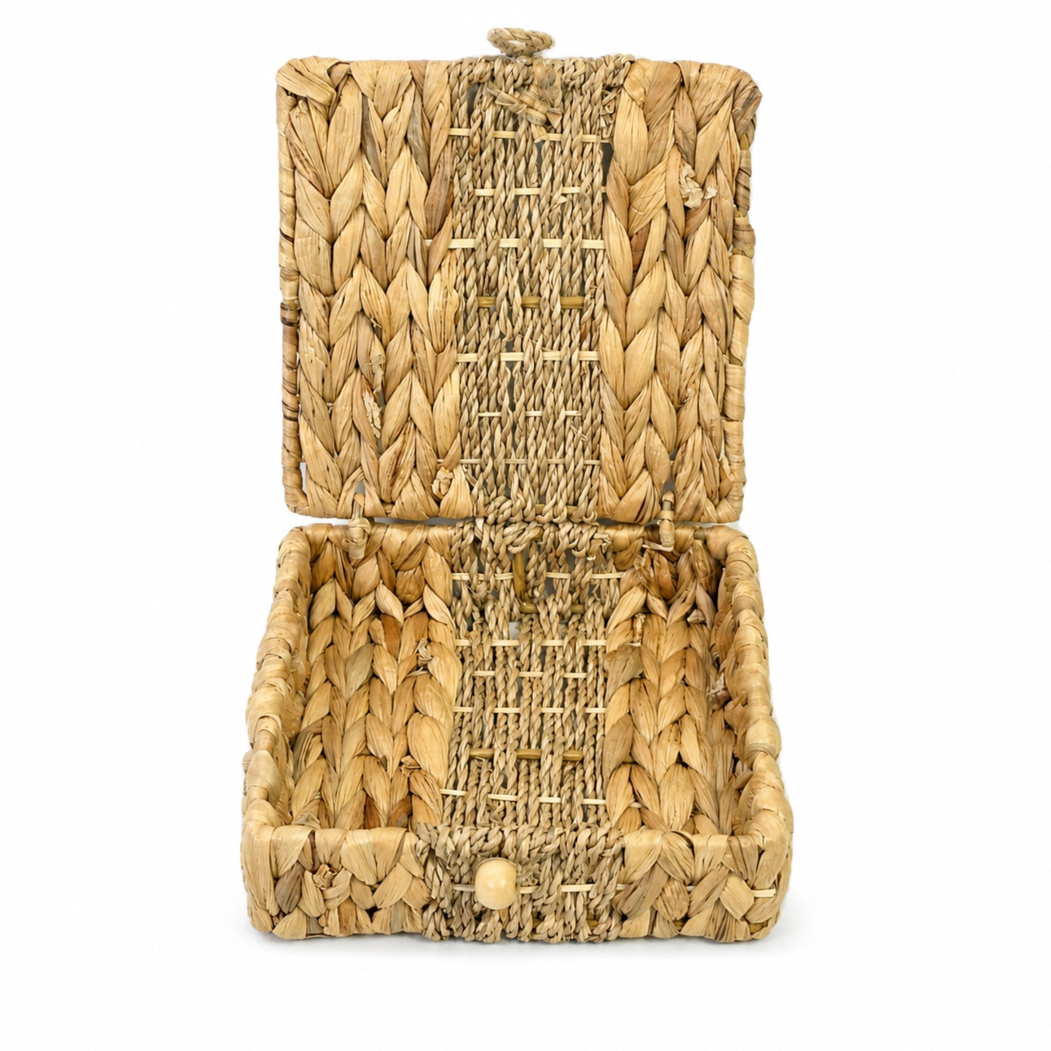 Water Hyacinth Lidded Basket BOM-K15 (Cói) - Detail View 2 - Vietrustic