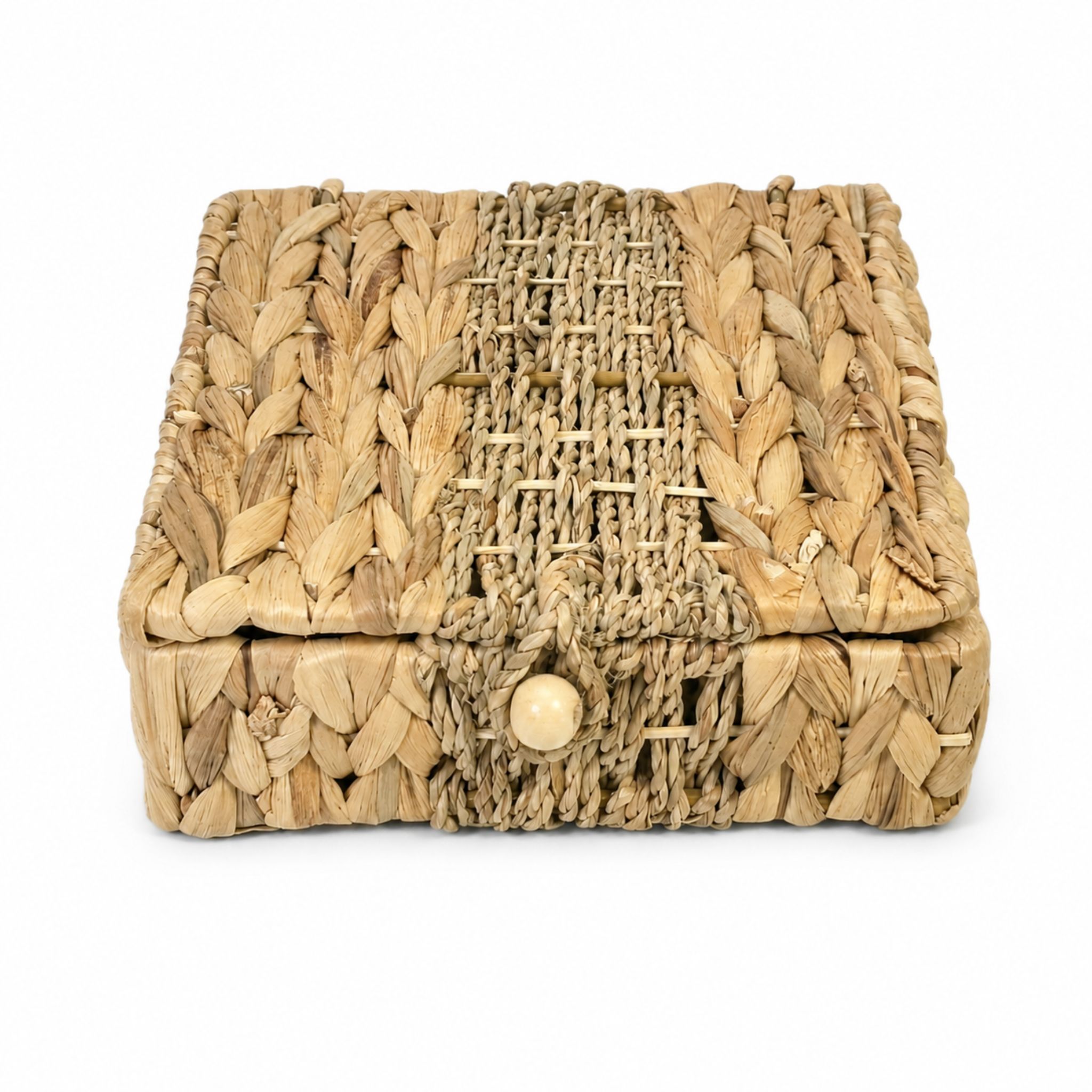 Water Hyacinth Lidded Basket BOM-K15 (Cói) - SKU: BOM-K15 - Vietrustic