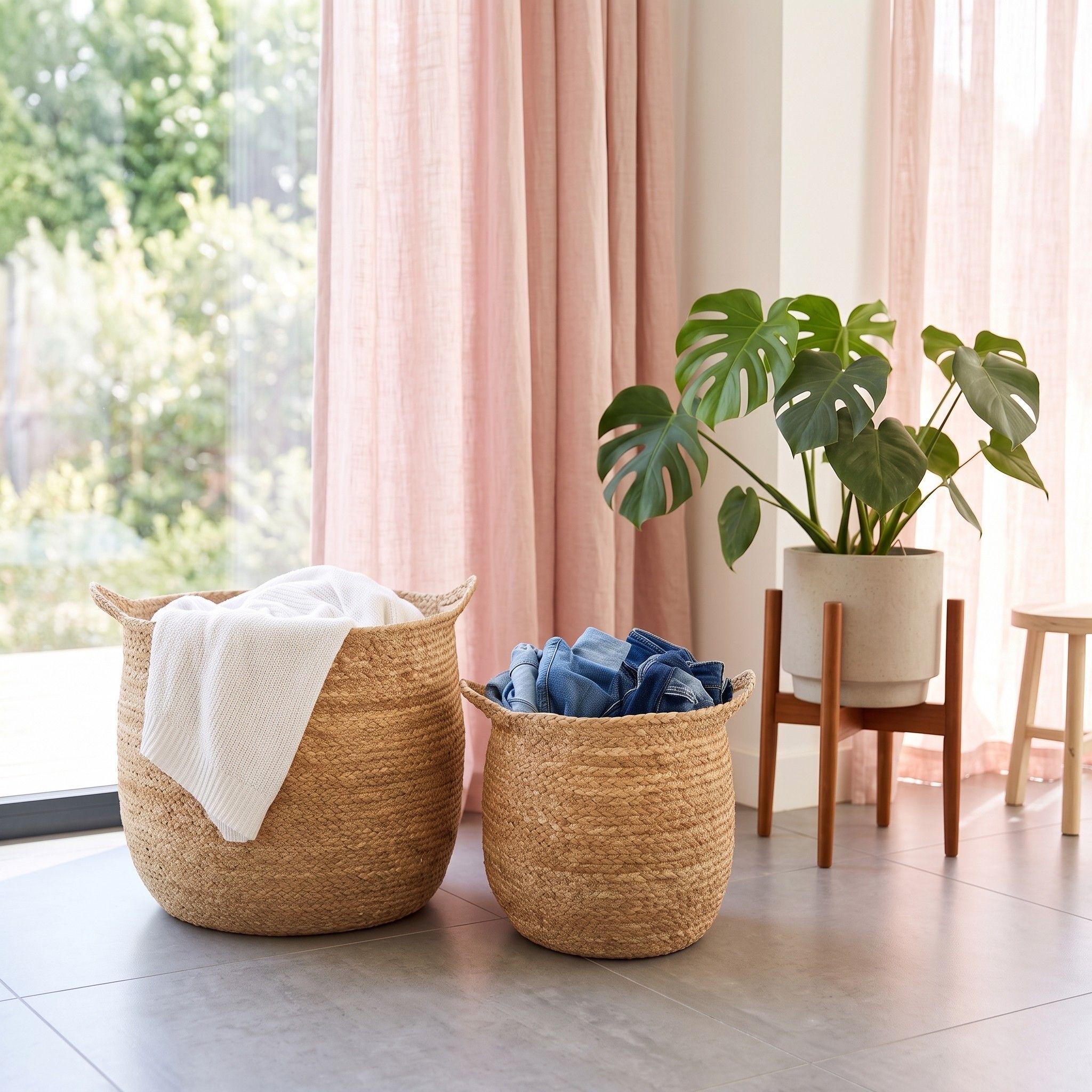 Water Hyacinth Laundry Basket BKM-Z132 (Lục bình / Bèo) - Detail View 4 - Vietrustic