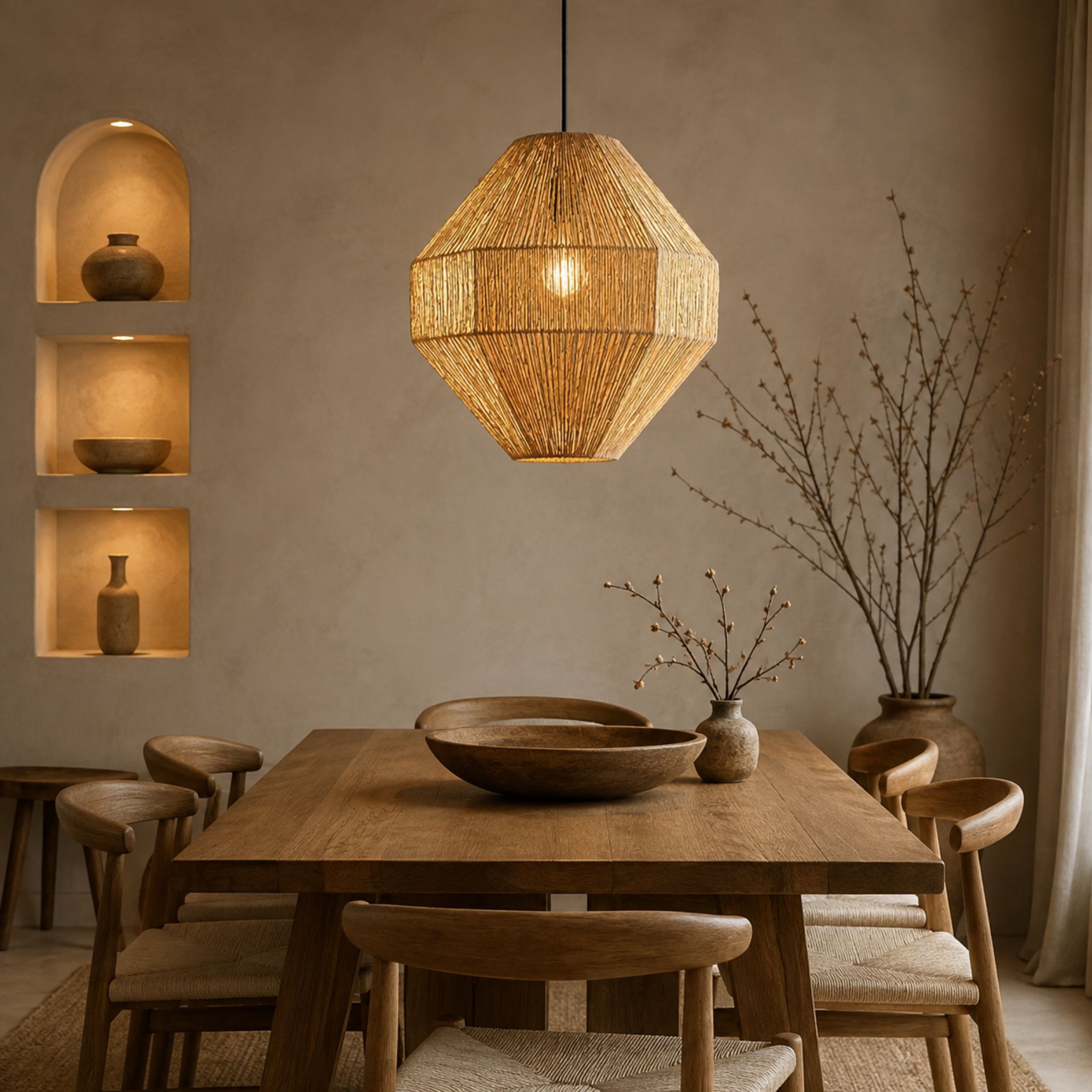 Round Jute Pendant Lampshade LSJ-K33 (Đay) - Detail View 4 - Vietrustic