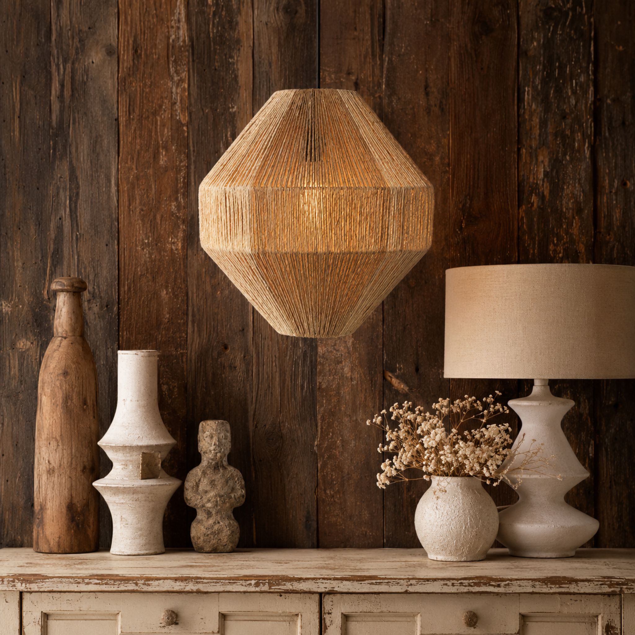 Round Jute Pendant Lampshade LSJ-K33 (Đay) - Detail View 2 - Vietrustic