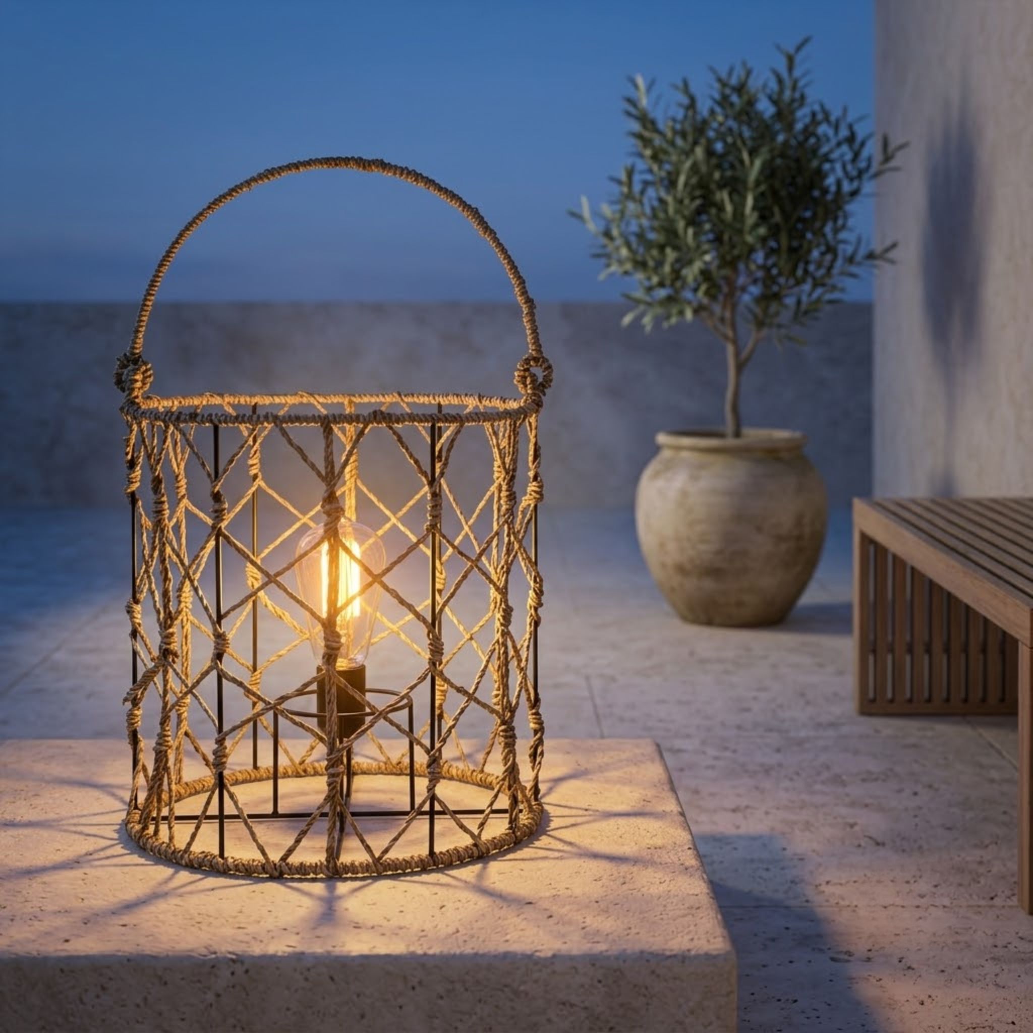 Round Seagrass Lantern Set of 2 – CHS-K28 (Cói) - Detail View 6 - Vietrustic