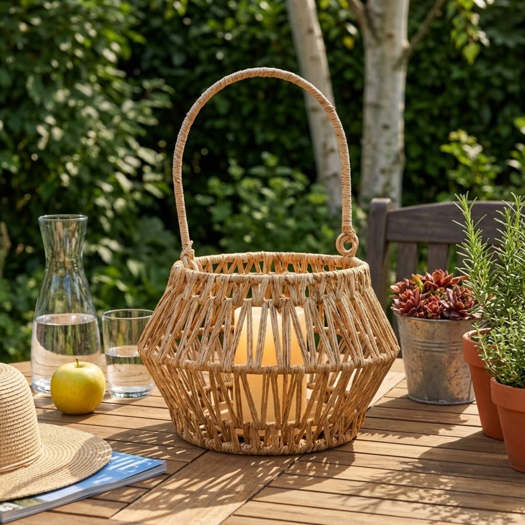 Round Jute Lantern for Restaurant Interiors – CHJ-K04 (Đay) - Detail View 4 - Vietrustic