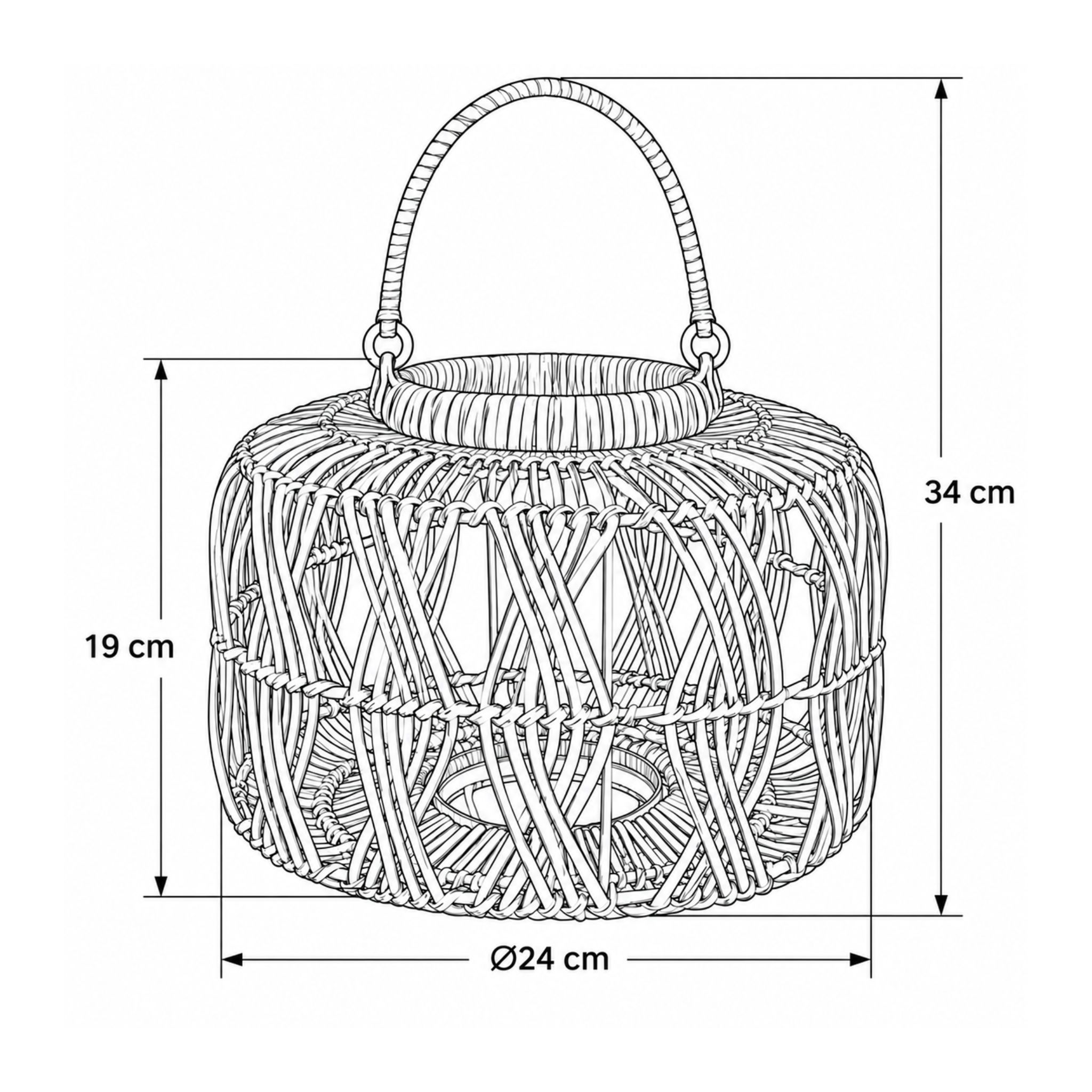 Round Rattan Decorative Lantern for Restaurants – CHR-S50 (Mây) - Detail View 2 - Vietrustic