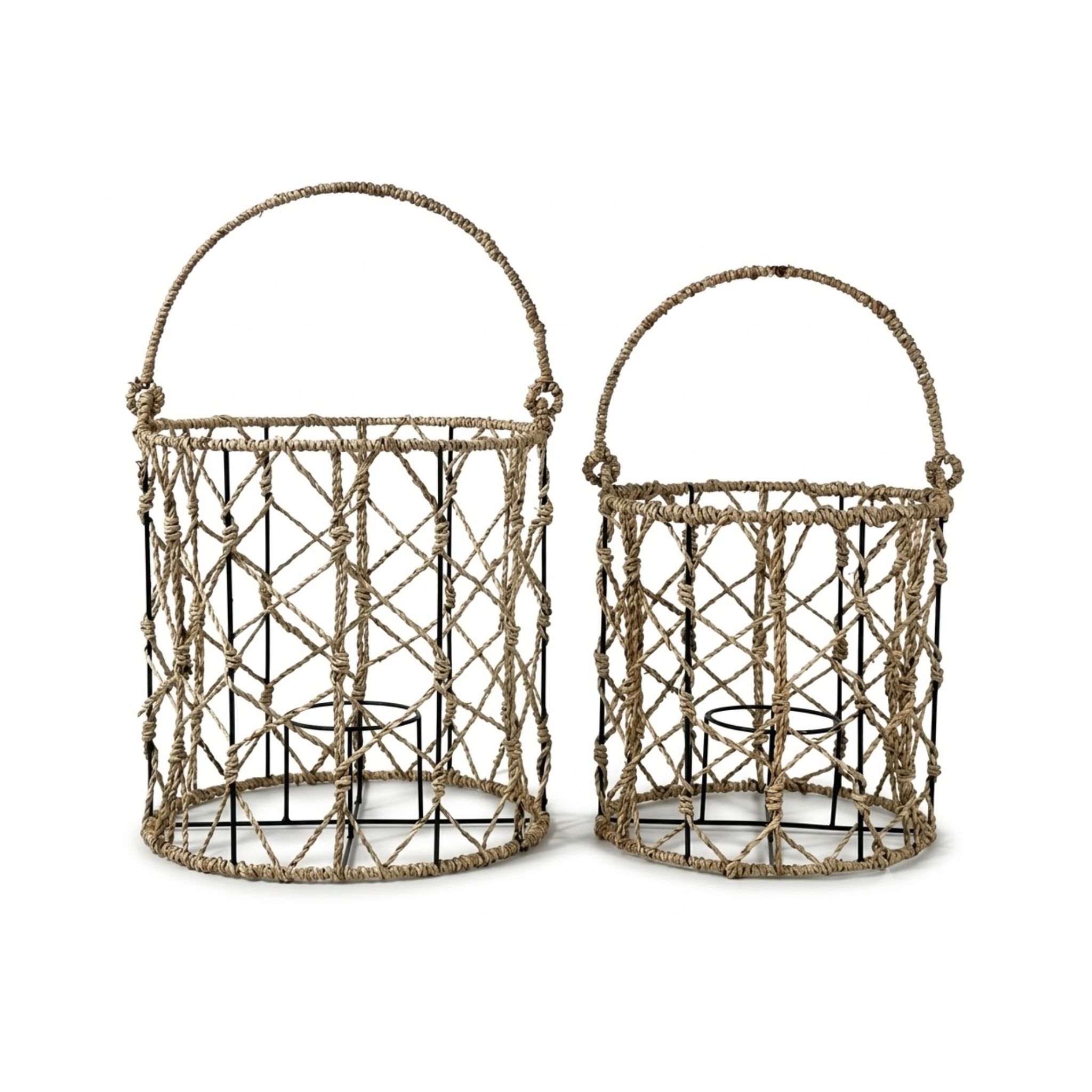 Round Seagrass Lantern Set of 2 – CHS-K28 (Cói) - SKU: CHS-K28 - Vietrustic