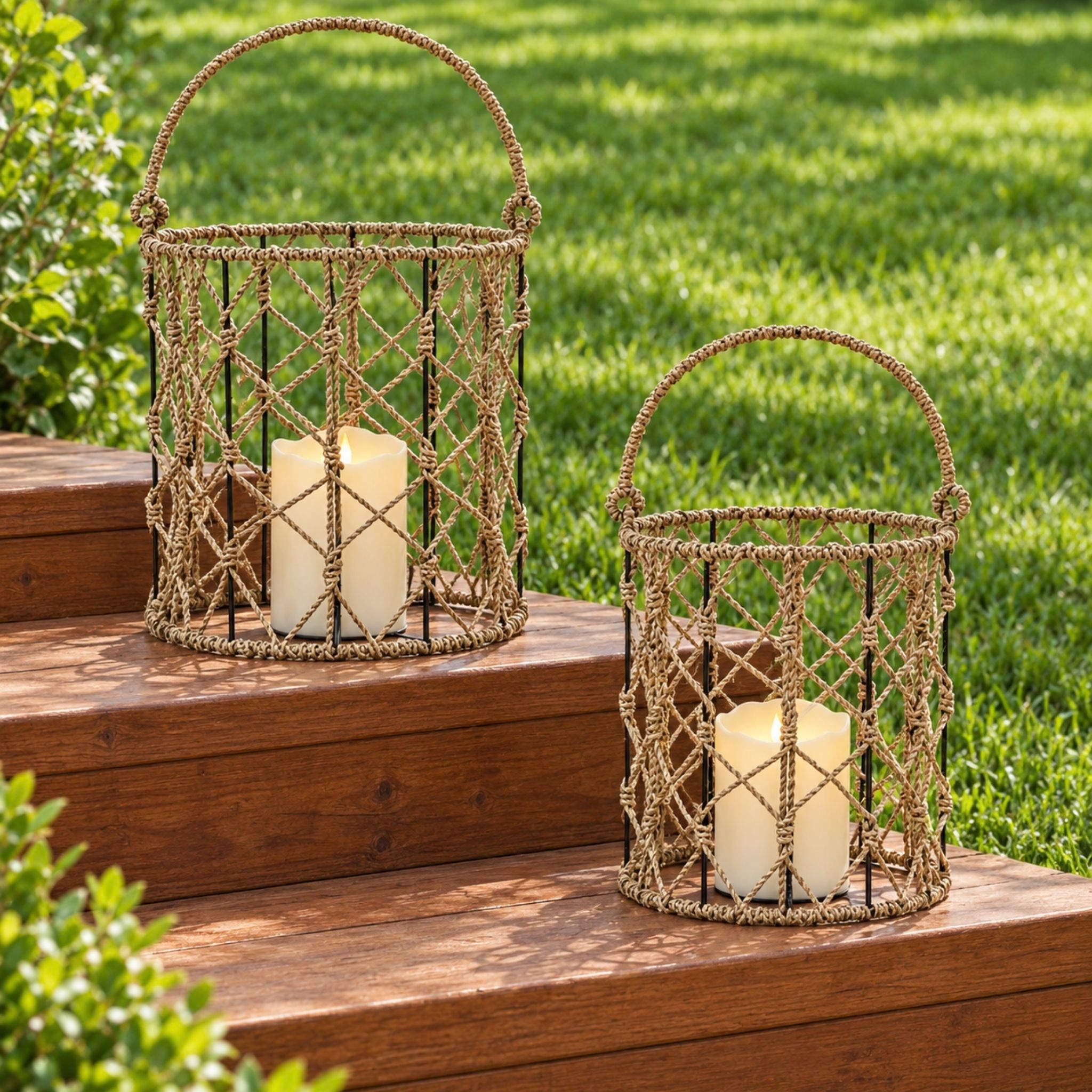Round Seagrass Lantern Set of 2 – CHS-K28 (Cói) - Detail View 5 - Vietrustic