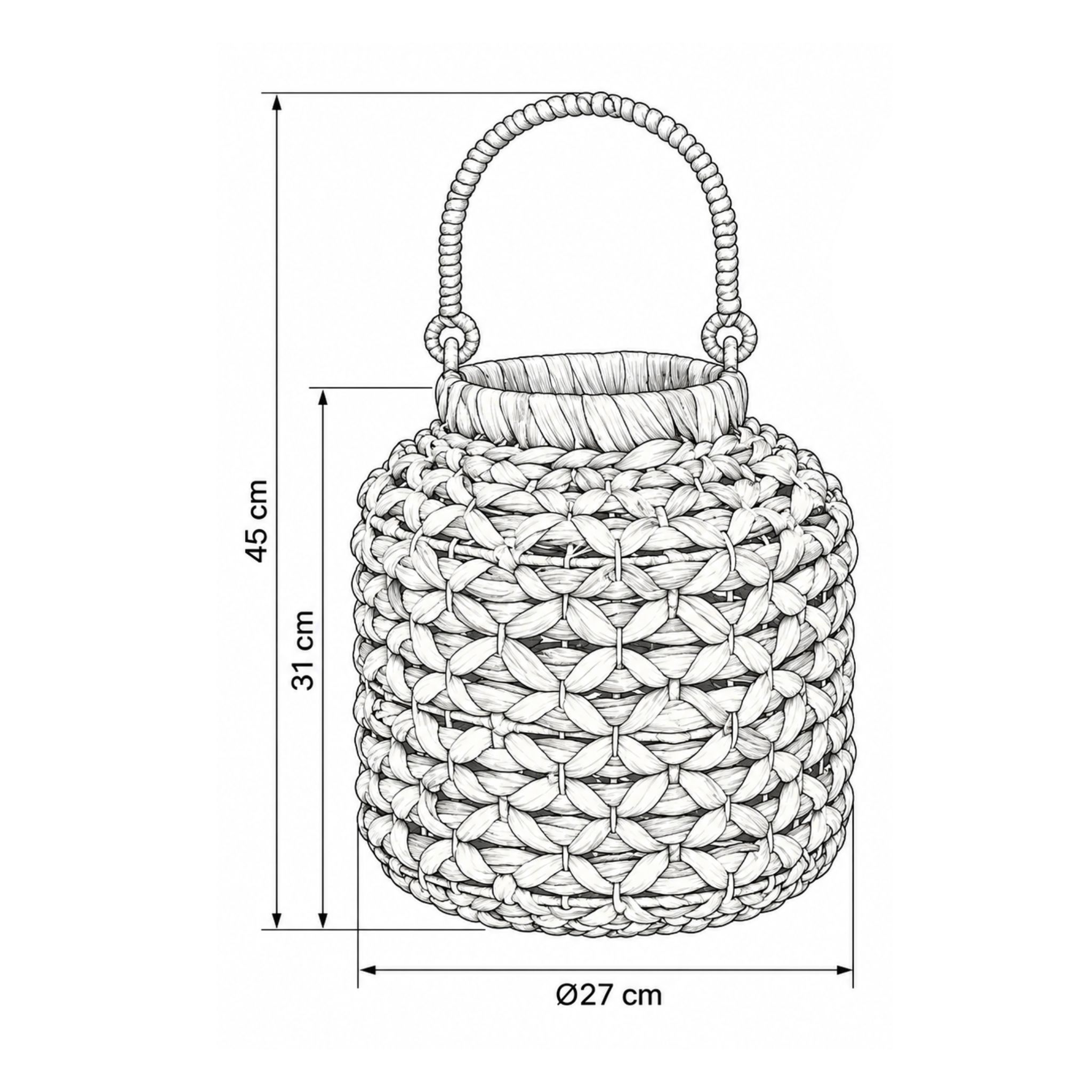 Round Water Hyacinth Decorative Lantern – CHH-K15 (Lục bình / Bèo) - Detail View 2 - Vietrustic