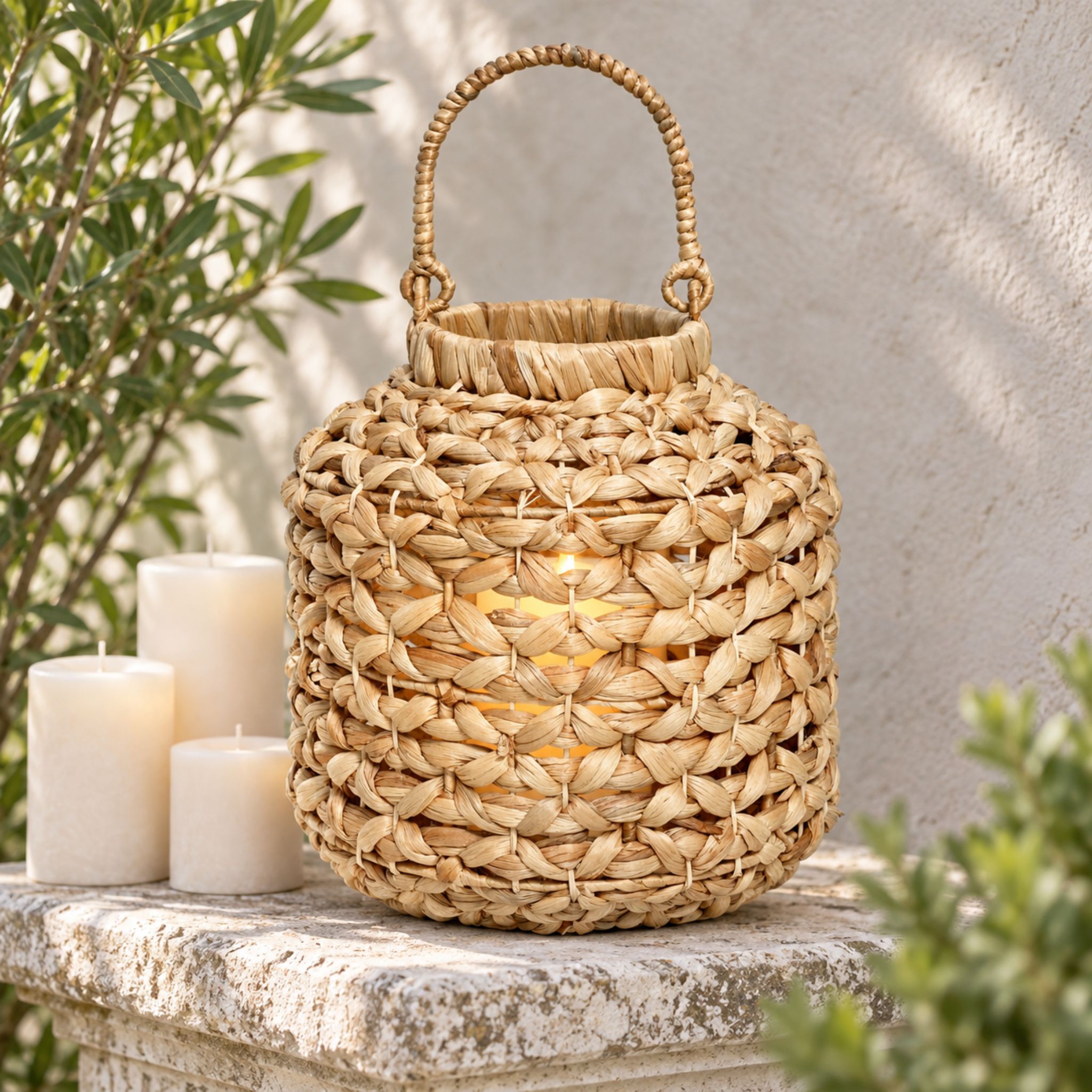 Round Water Hyacinth Decorative Lantern – CHH-K15 (Lục bình / Bèo) - Detail View 3 - Vietrustic