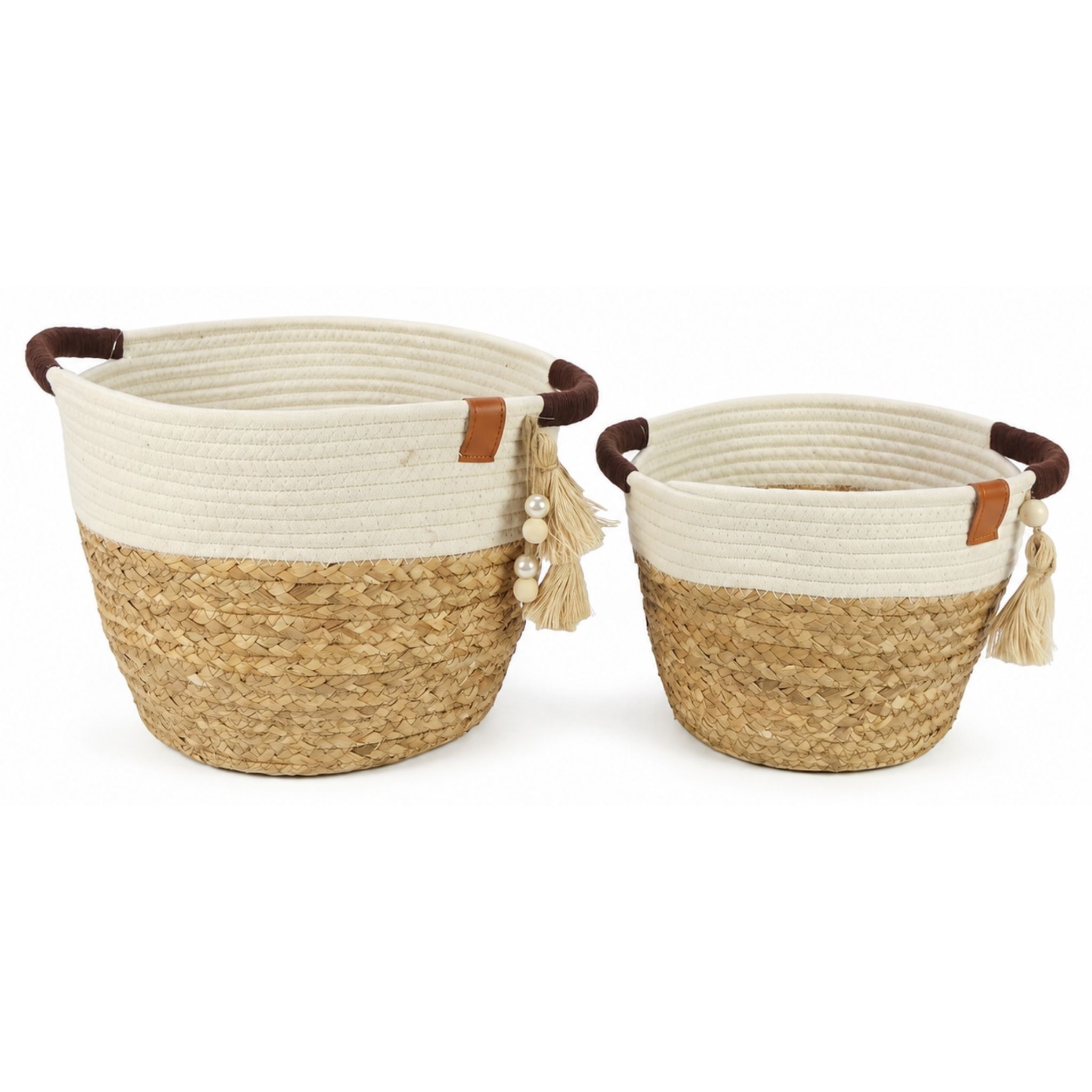 Round Water Hyacinth Hamper Set BKM-Z167 (Lục bình / Bèo) - SKU: BKM-Z167 - Vietrustic