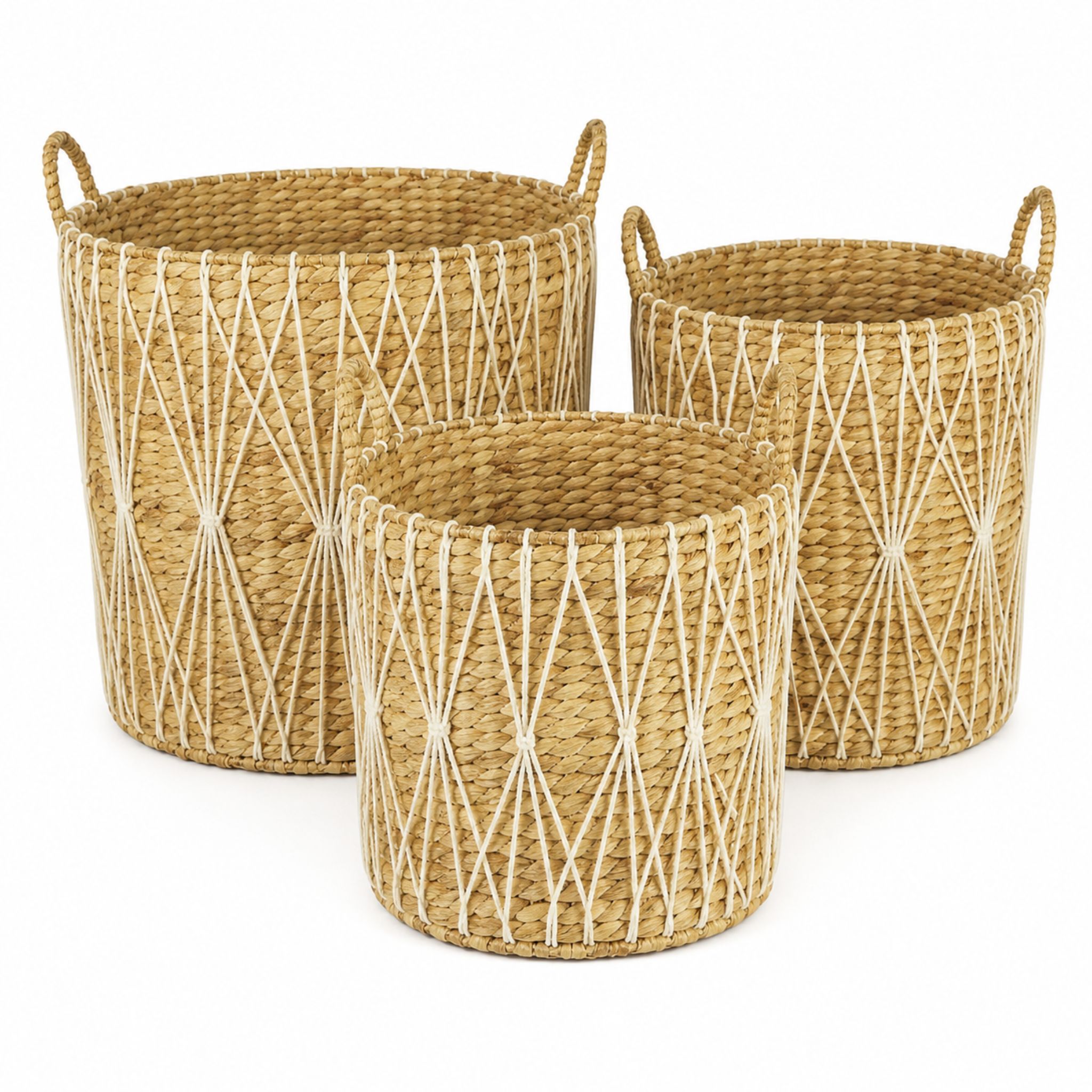 Round Water Hyacinth Planter Basket Set – BKH-K205 (Lục bình / Bèo) - SKU: BKH-K205 - Vietrustic