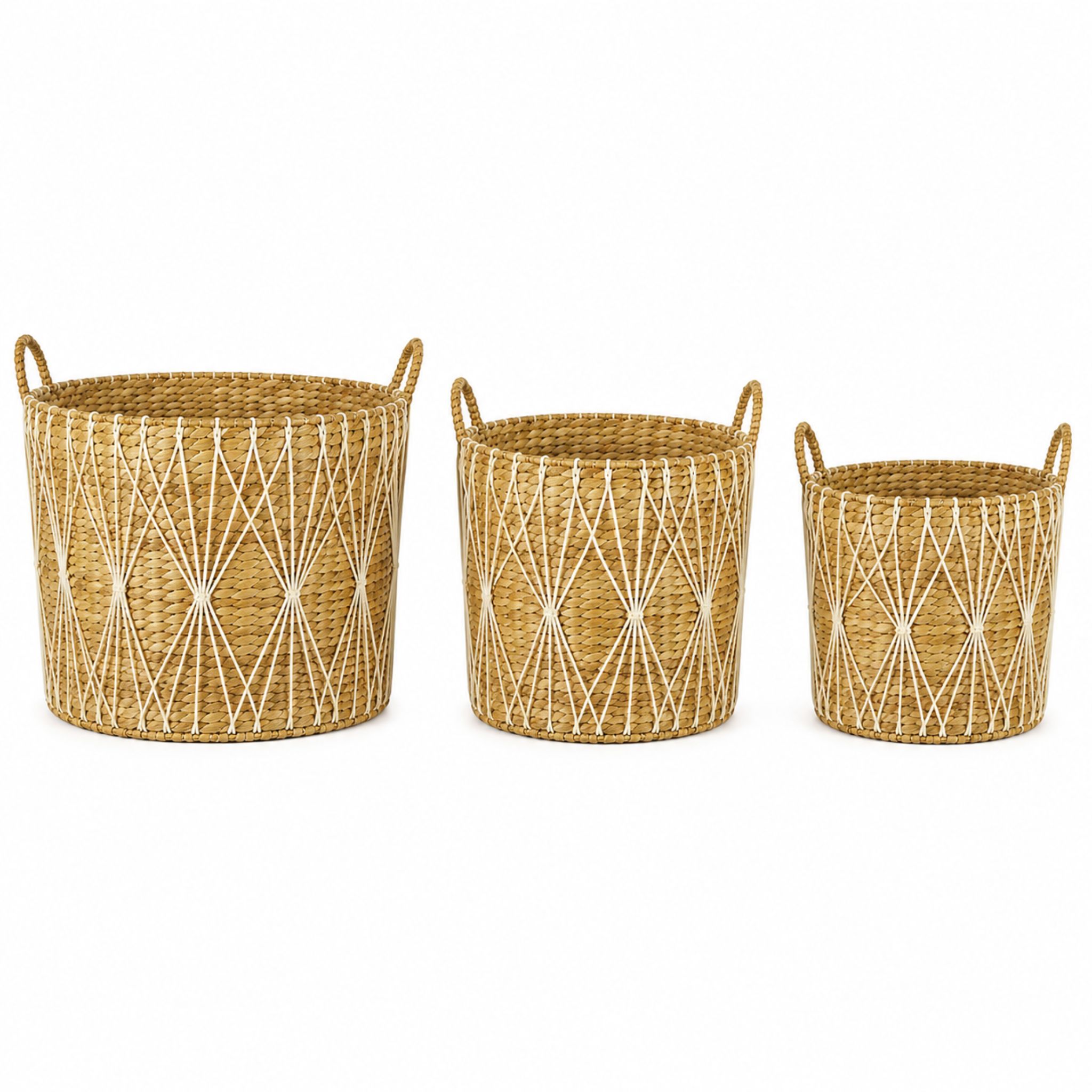 Round Water Hyacinth Planter Basket Set – BKH-K205 (Lục bình / Bèo) - Detail View 3 - Vietrustic