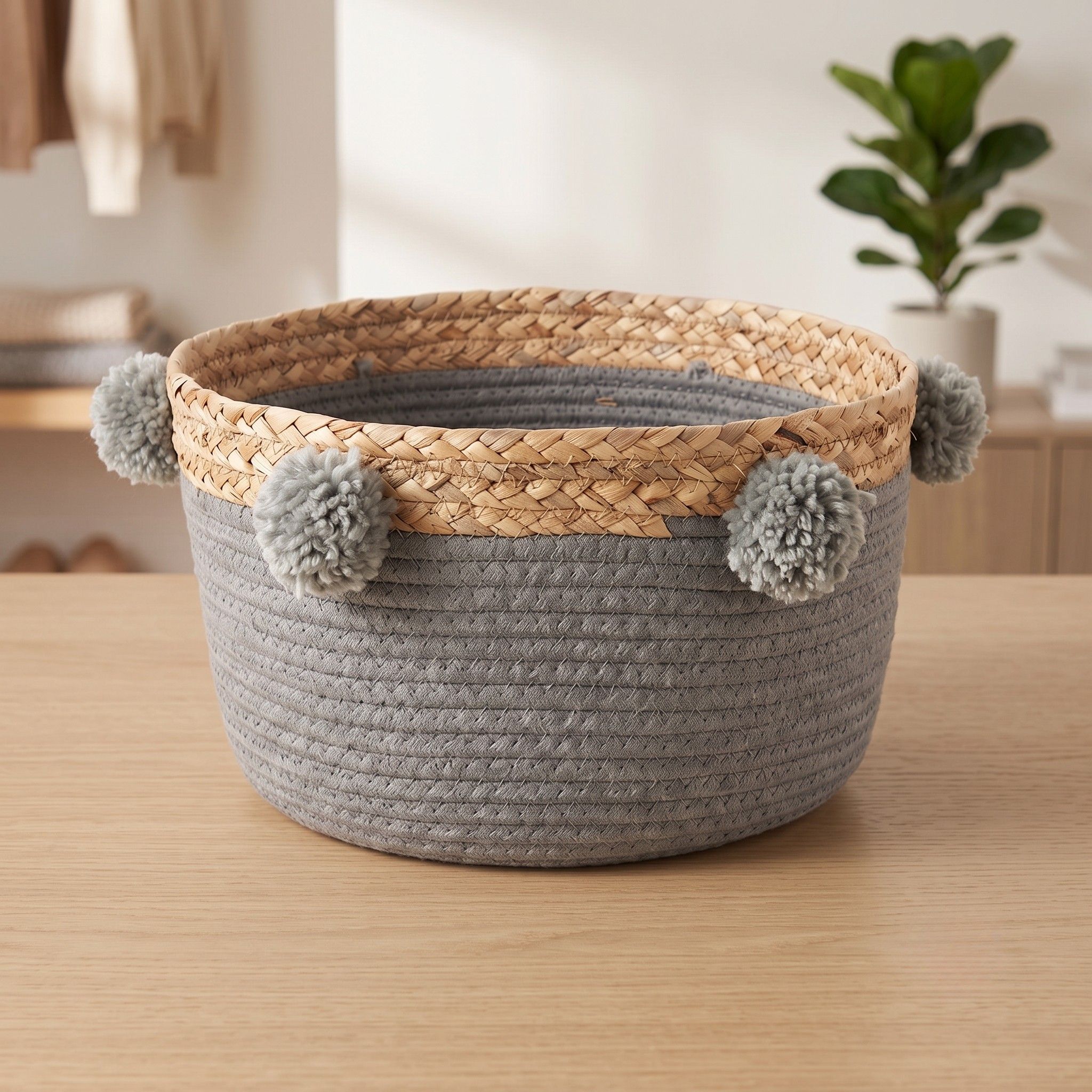 Water Hyacinth Storage Basket BKM-Z179 (Lục bình / Bèo) - Detail View 4 - Vietrustic