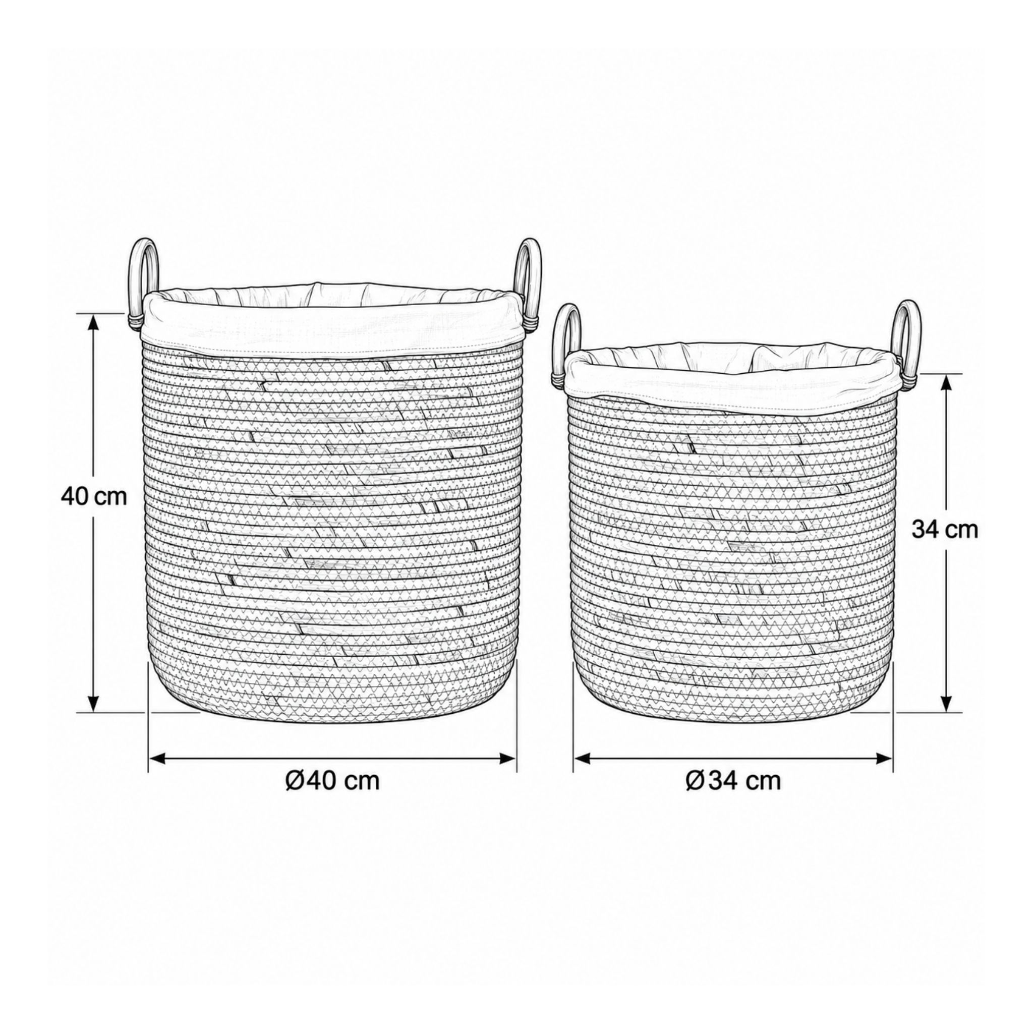 Water Hyacinth Storage Basket Set BKM-Z136 (Lục bình / Bèo) - Detail View 2 - Vietrustic