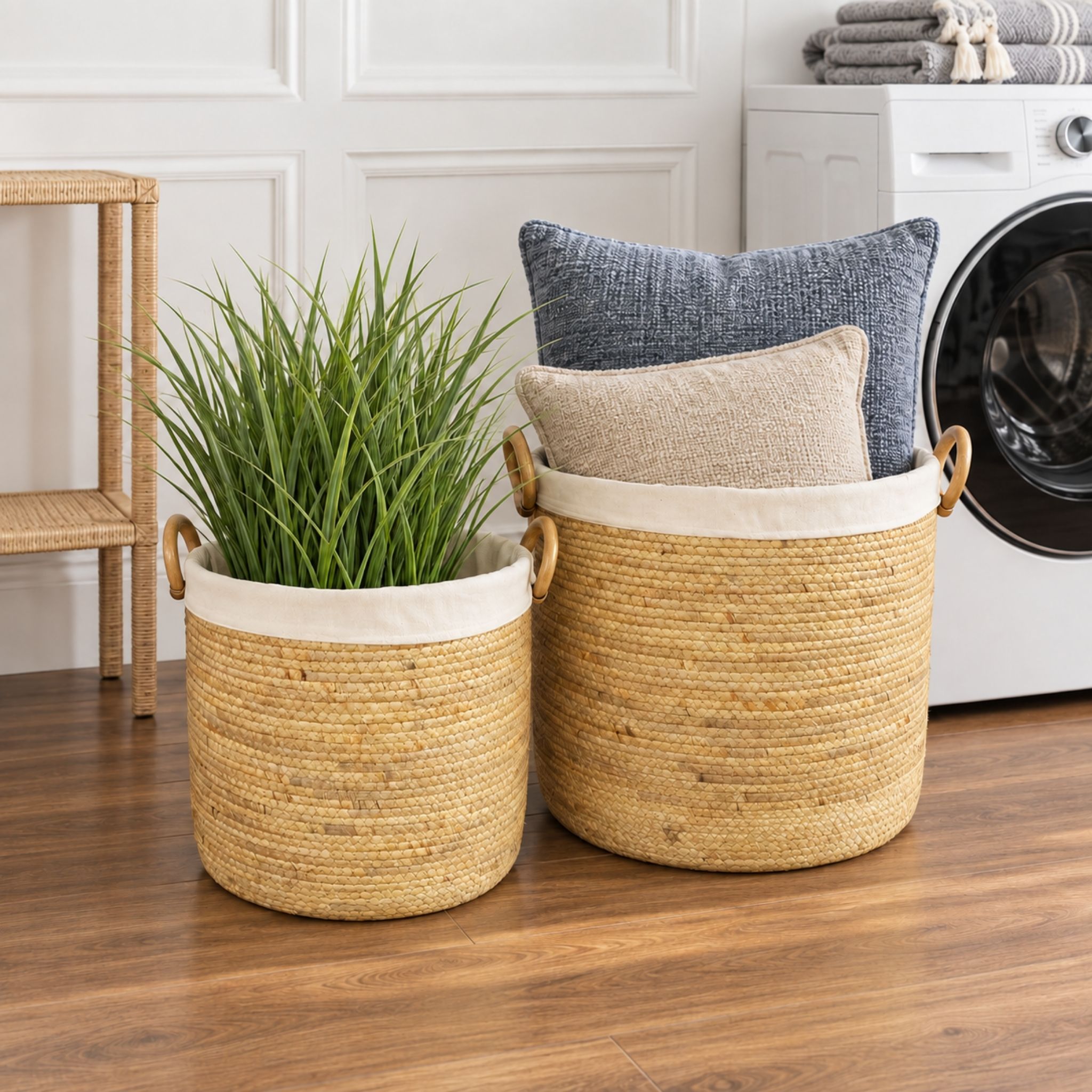 Water Hyacinth Storage Basket Set BKM-Z136 (Lục bình / Bèo) - Detail View 4 - Vietrustic