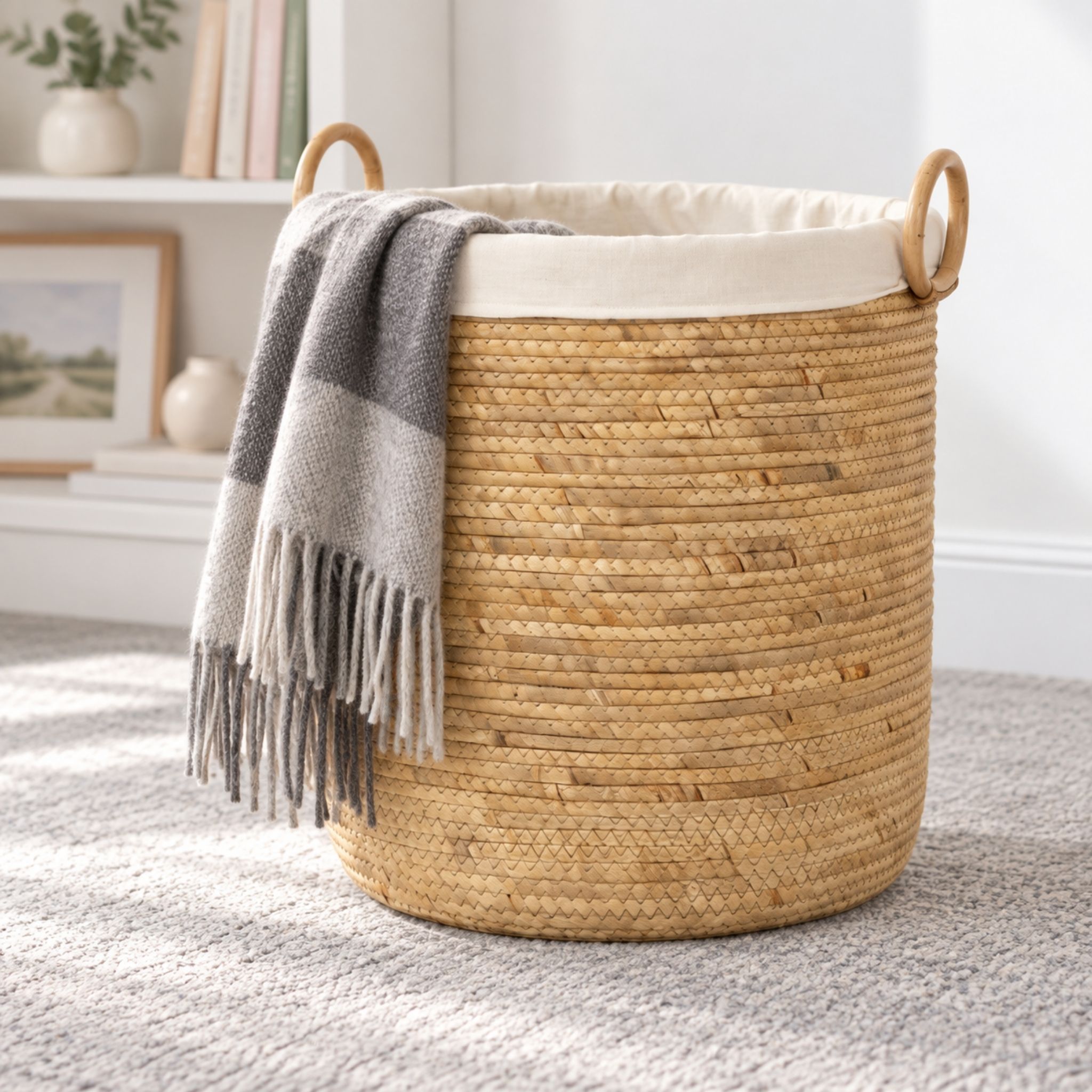 Water Hyacinth Storage Basket Set BKM-Z136 (Lục bình / Bèo) - Detail View 3 - Vietrustic