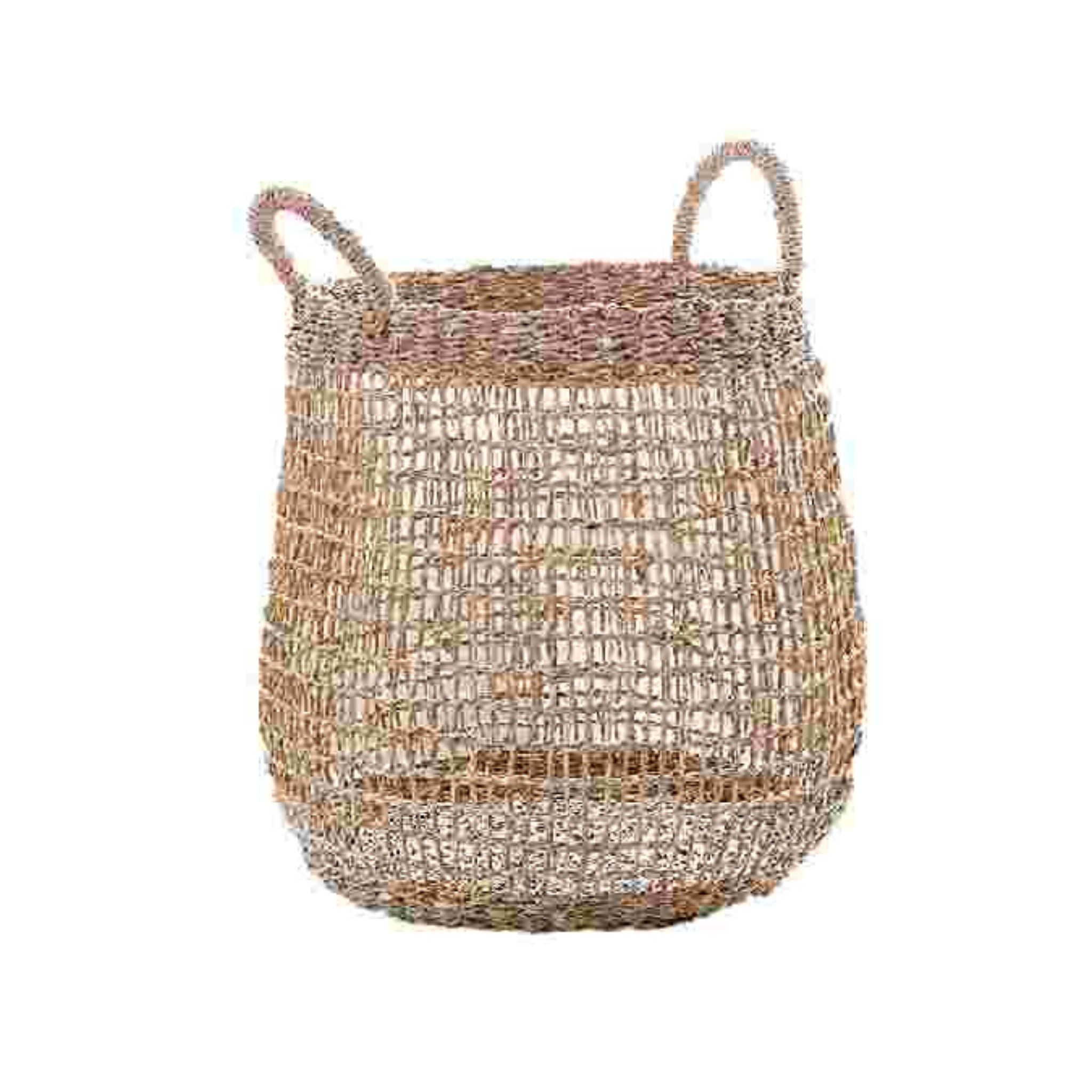 Round Seagrass Storage Basket with Handles BKS-C05 (Cói) - SKU: BKS-C05 - Vietrustic