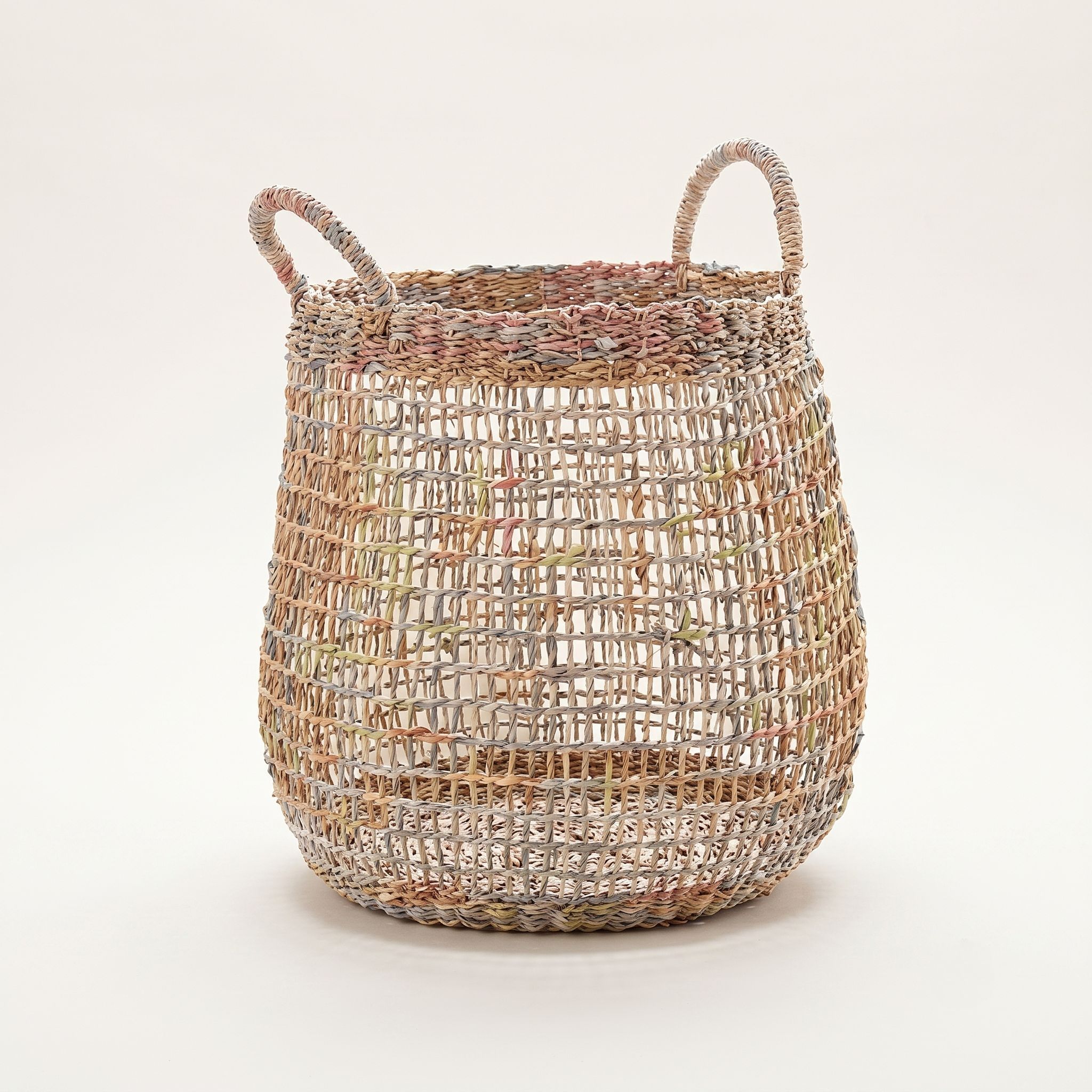 Round Seagrass Storage Basket with Handles BKS-C05 (Cói) - Detail View 3 - Vietrustic