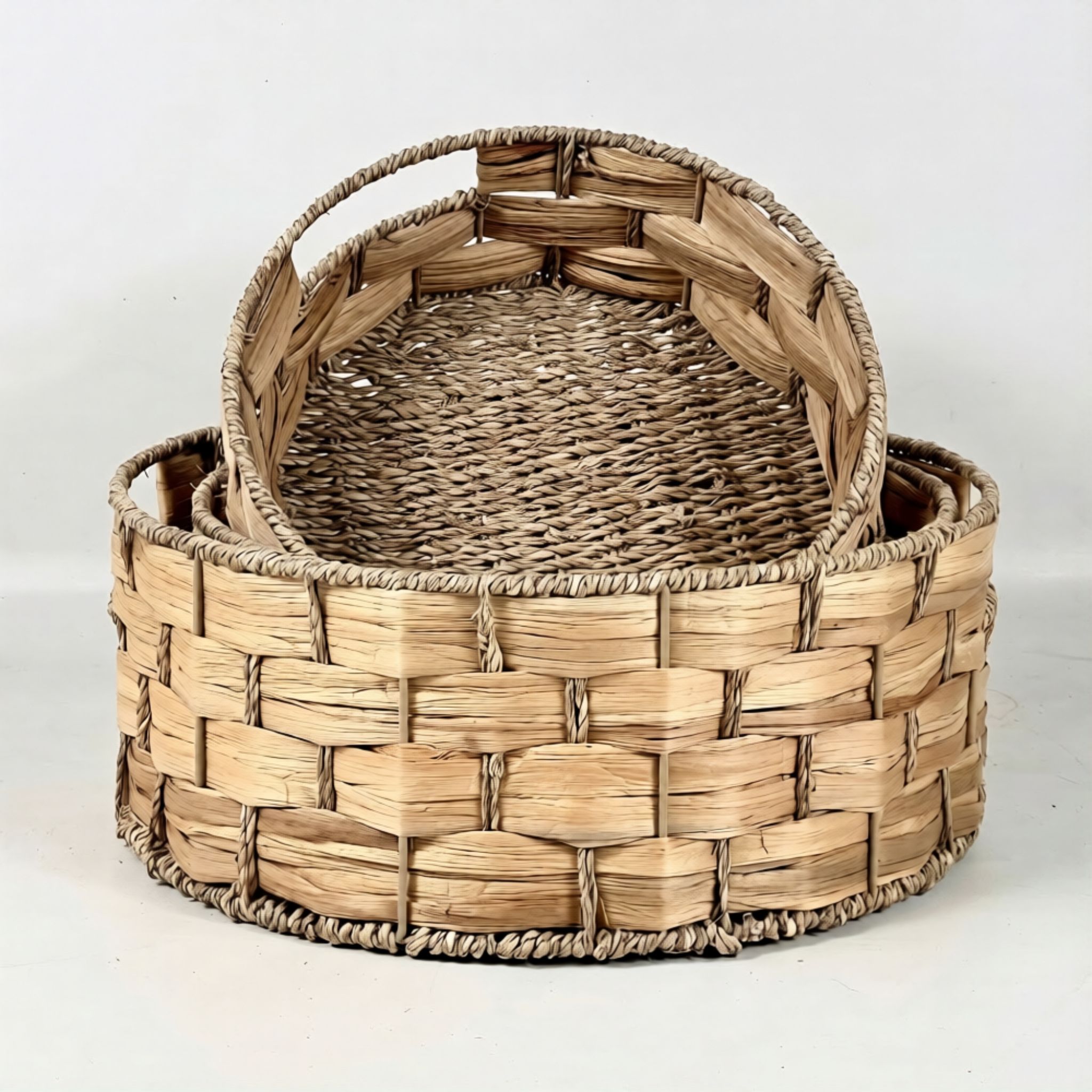 Round Water Hyacinth Nesting Basket BKH-K226 (Cói) - Detail View 4 - Vietrustic