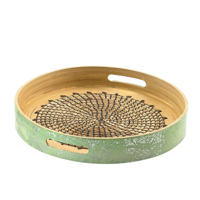 Bamboo Round Wicker Tray Made in Vietnam