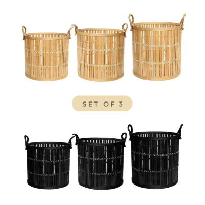Bamboo Wicker Laundry Basket Handcraft Wholesale
