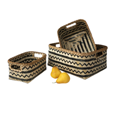 Set of 3 Wicker Storage Boxes Home Decor