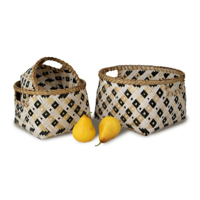 Set of 3 Wicker Round Storage Baskets Wholesale