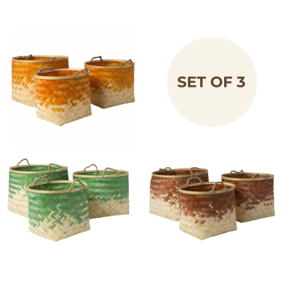 Bamboo Woven Storage Baskets Gift Decor