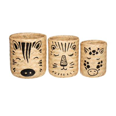 Bamboo Painting Basket Storage Handwoven Decor 