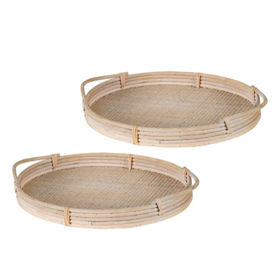 Rattan Serving Round With Handles Tray Vietnam