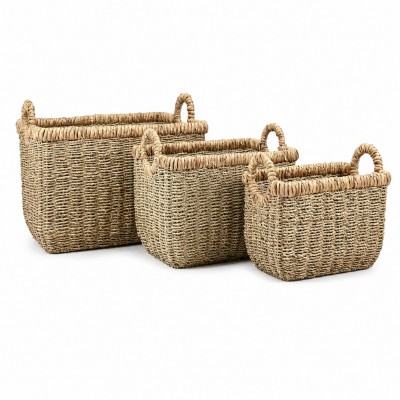 Rectangular Close-Weave Seagrass Basket Set – BKS-S49