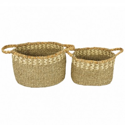 Round Seagrass Storage Basket Pair – BKS-C49