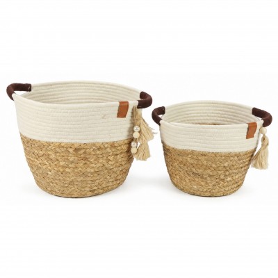 Round Water Hyacinth Hamper Set BKM-Z167