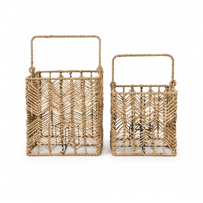 Rectangular Seagrass Lantern Set of 2 – CHS-K33