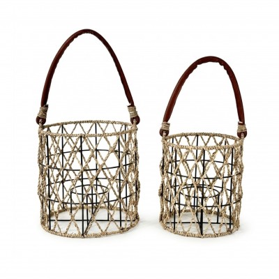 Round Seagrass Lantern Set of 2 for Restaurants – CHS-K26