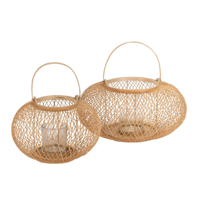 Bamboo Rustic Candle Holders Handcraft Woven 