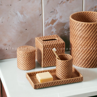 Rattan Bathroom Accessories Set Vietnam Manufacturer
