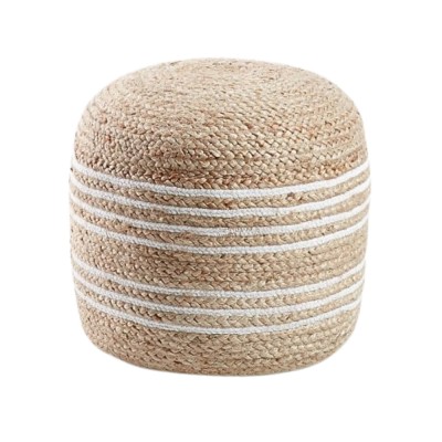 Round Wicker Ottoman Corn Husk Home Decor Wholesaler